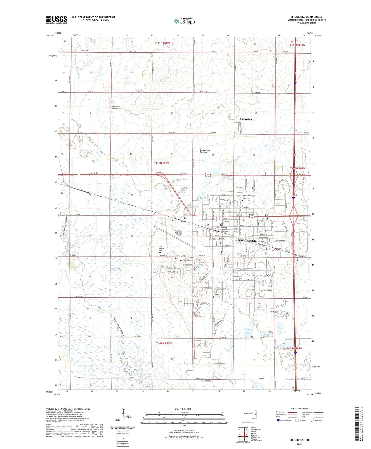 Brookings South Dakota US Topo Map Image
