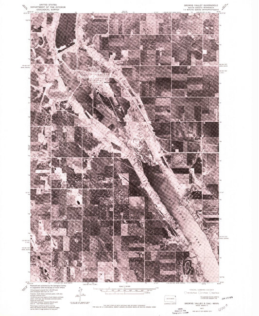 Classic USGS Browns Valley Minnesota 7.5'x7.5' Topo Map Image