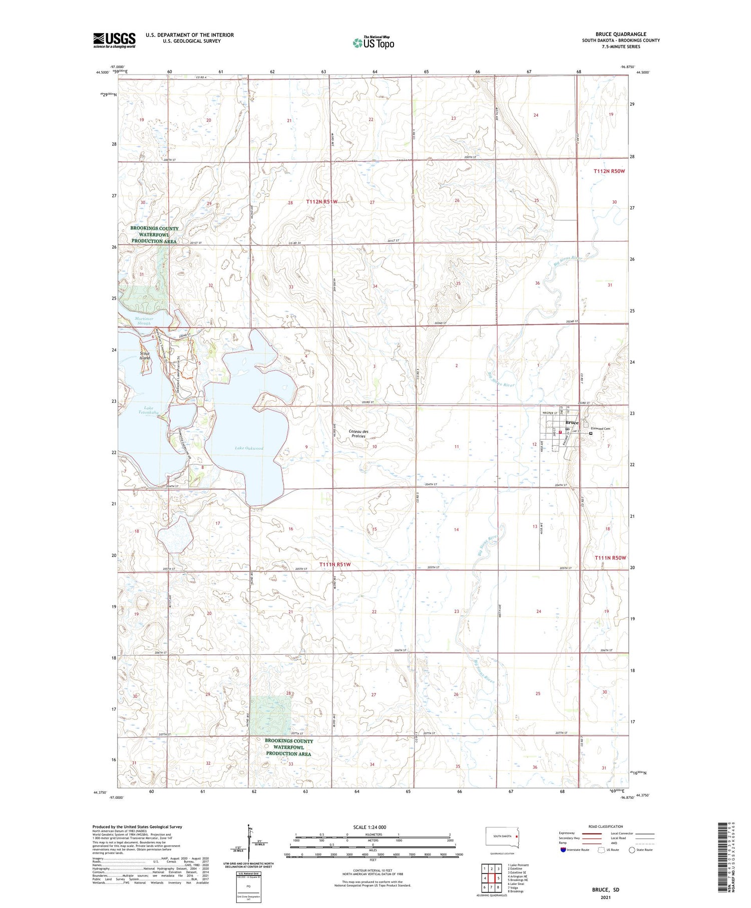 Bruce South Dakota US Topo Map Image