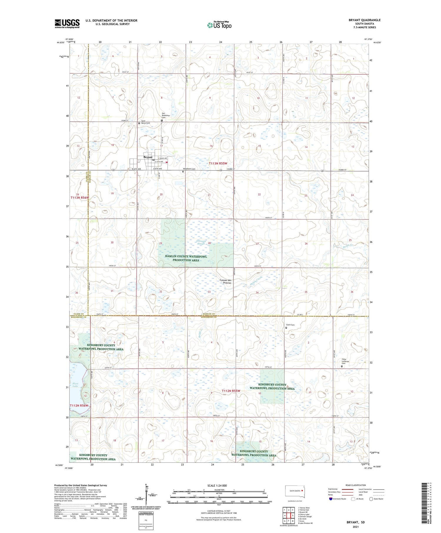 Bryant South Dakota US Topo Map Image