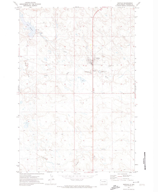 Classic USGS Buffalo South Dakota 7.5'x7.5' Topo Map Image