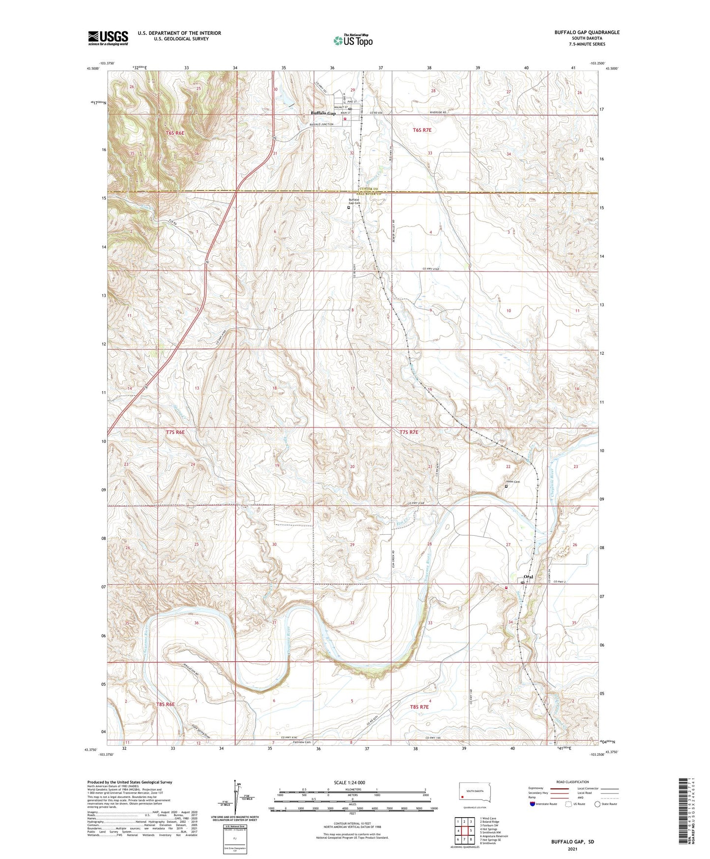 Buffalo Gap South Dakota US Topo Map Image