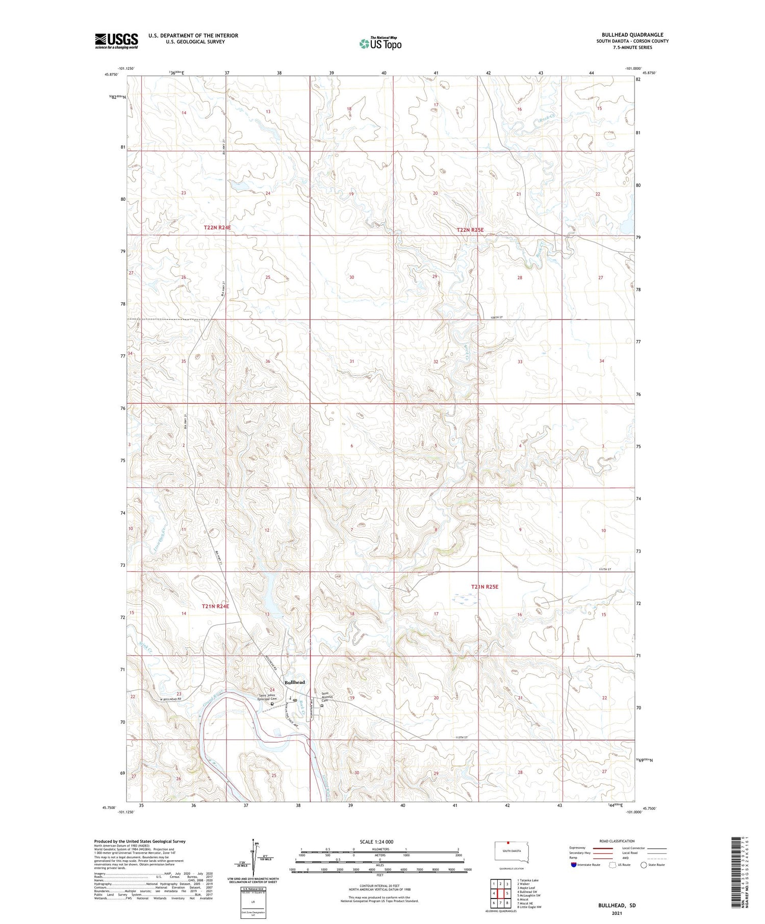 Bullhead South Dakota US Topo Map Image