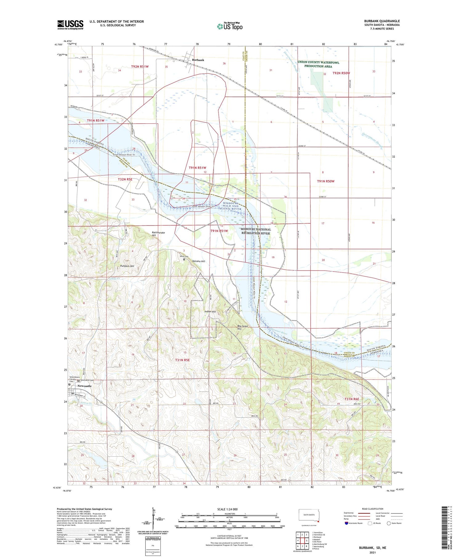 Burbank South Dakota US Topo Map Image