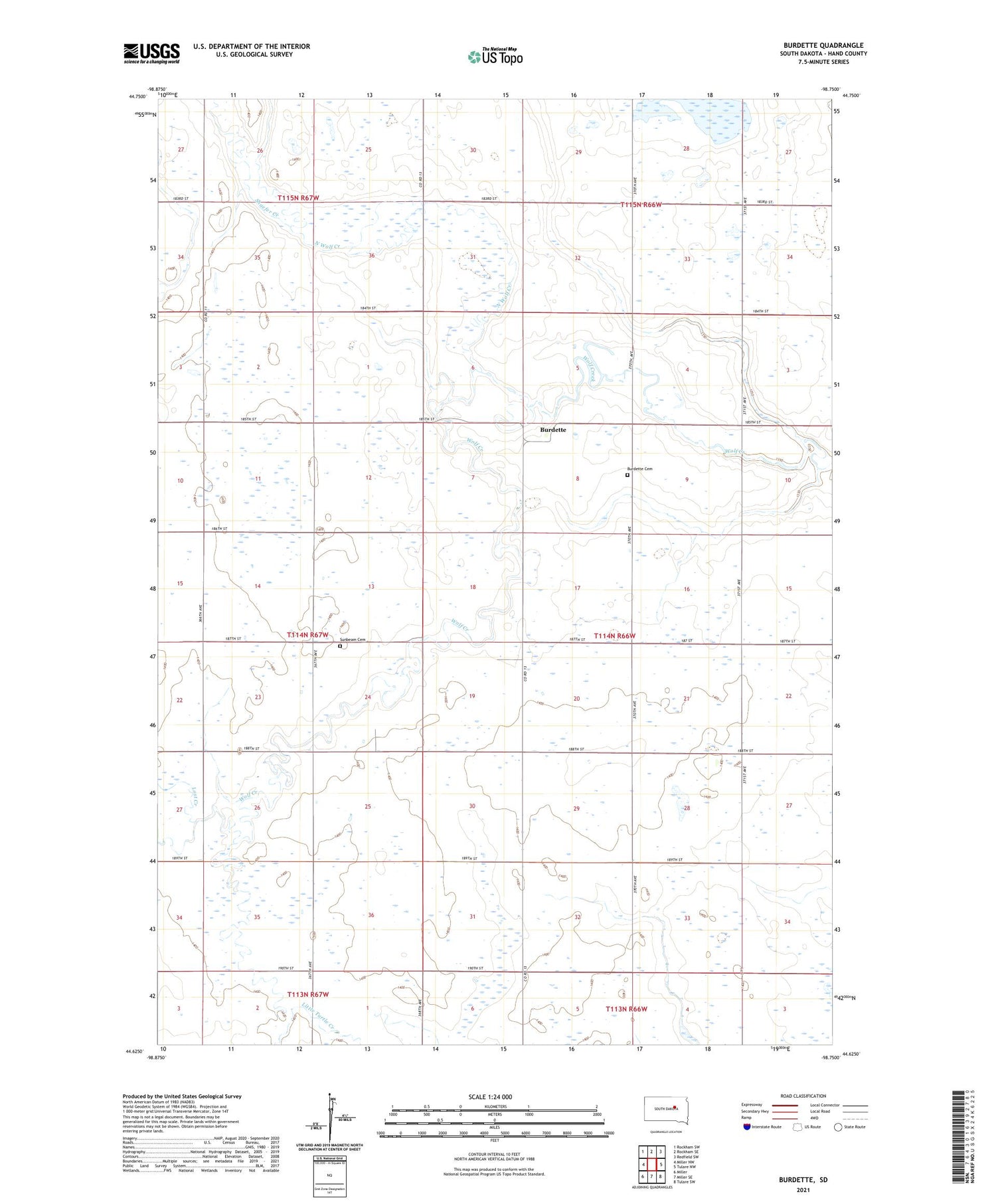 Burdette South Dakota US Topo Map Image
