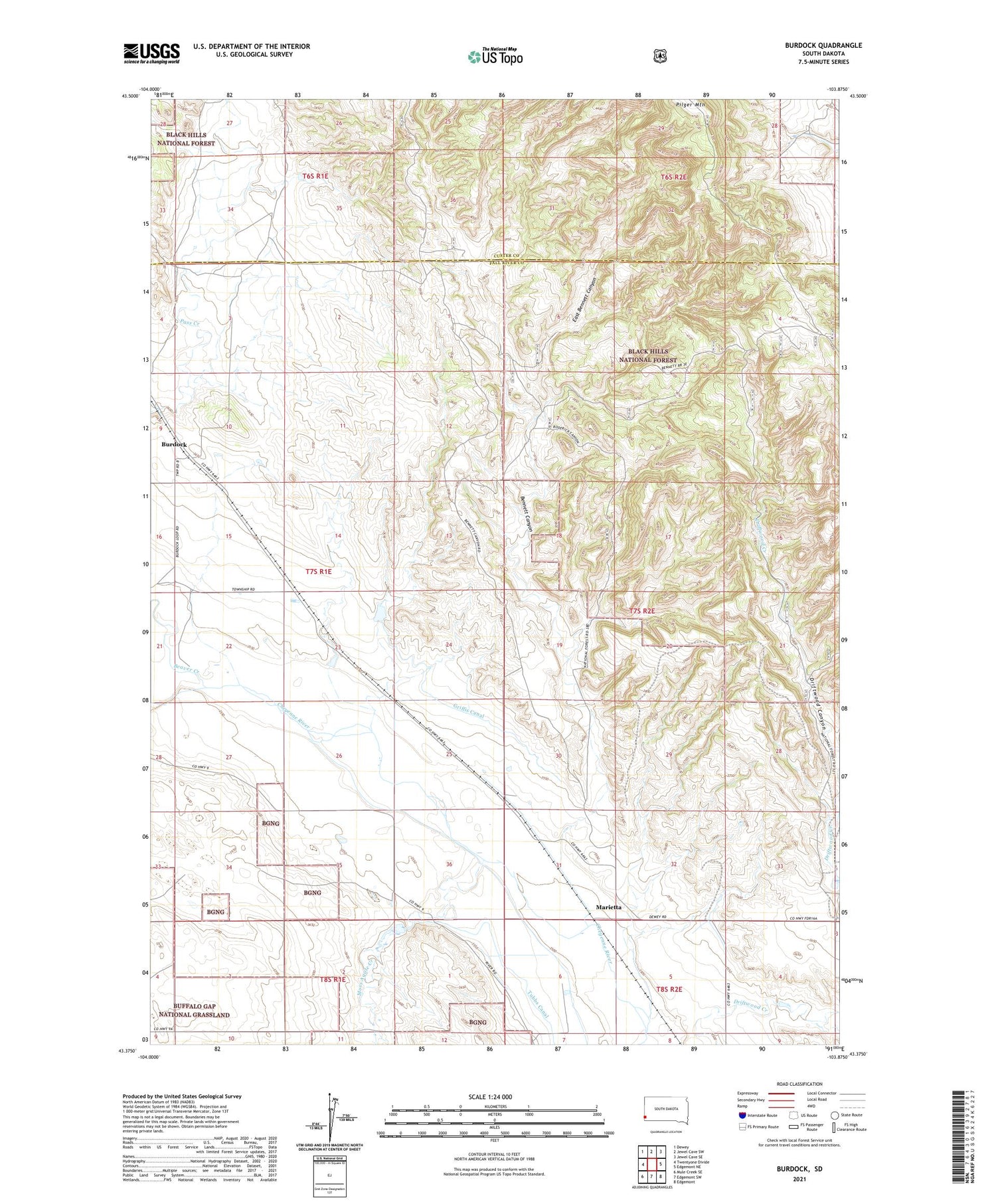 Burdock South Dakota US Topo Map Image