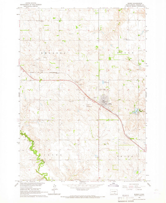 Classic USGS Burke South Dakota 7.5'x7.5' Topo Map Image