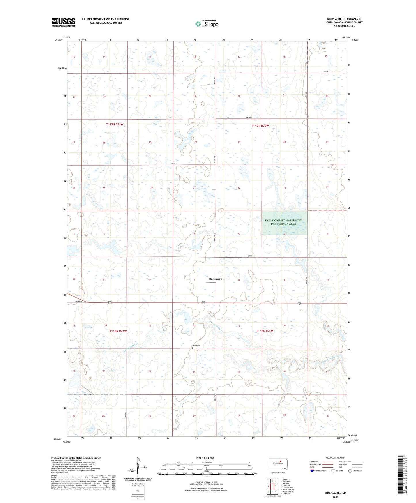 Burkmere South Dakota US Topo Map Image