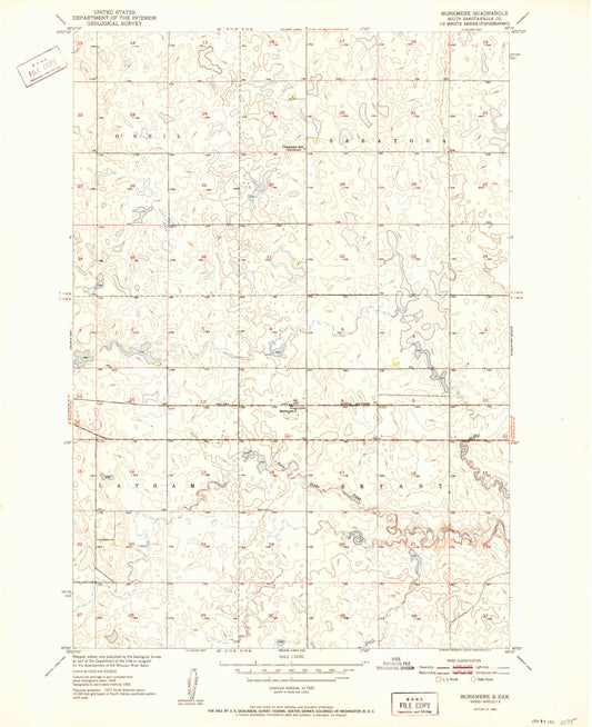 Classic USGS Burkmere South Dakota 7.5'x7.5' Topo Map Image
