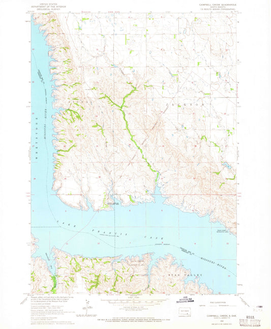 Classic USGS Campbell Creek South Dakota 7.5'x7.5' Topo Map Image