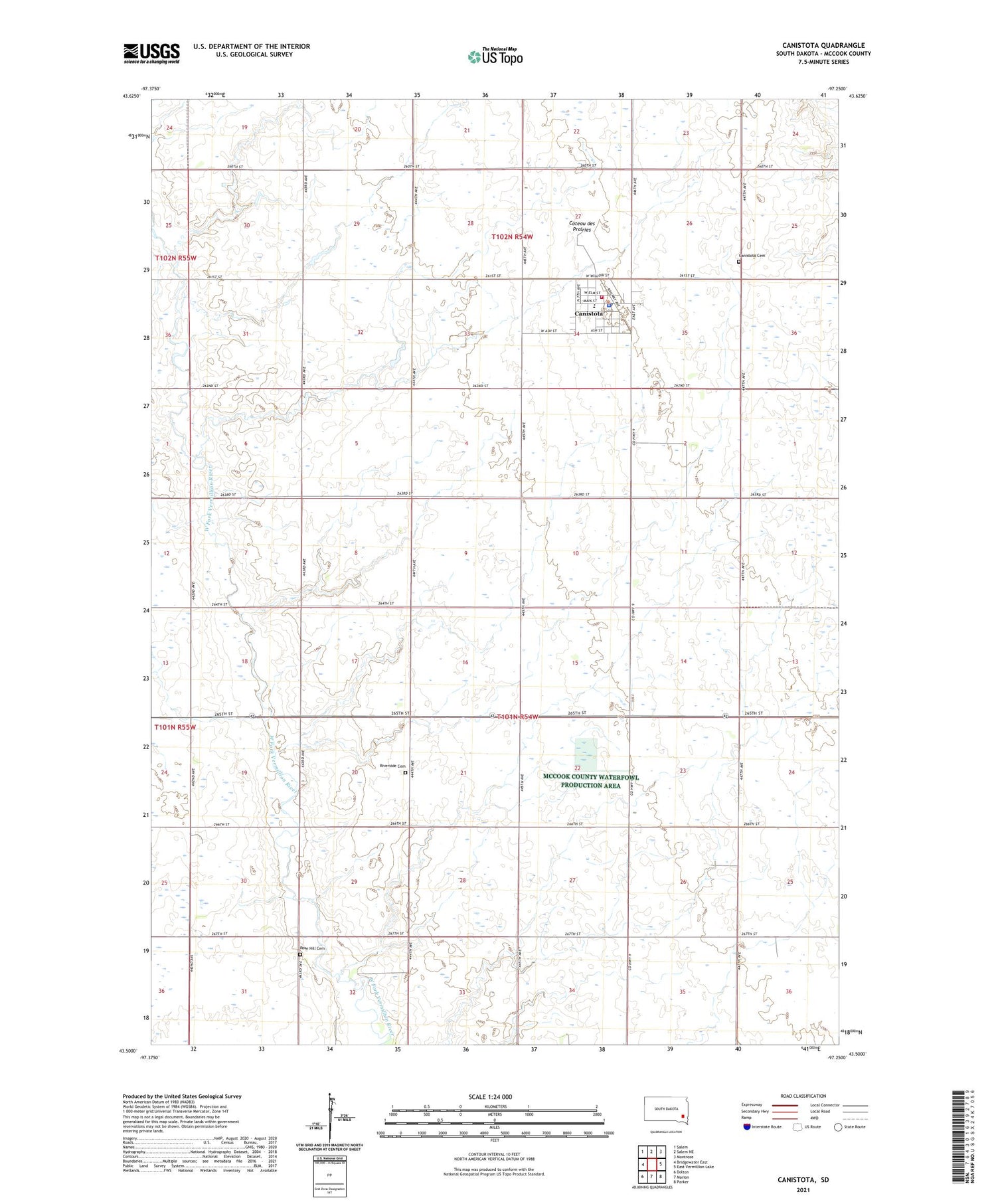 Canistota South Dakota US Topo Map Image