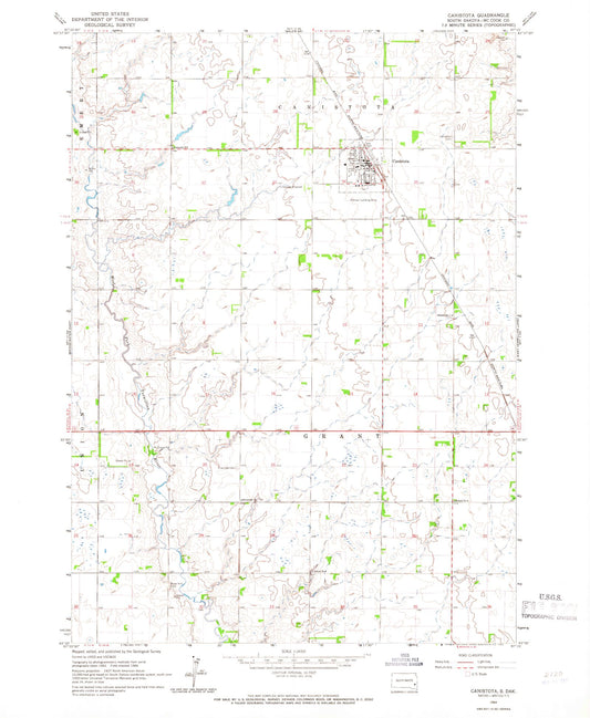 Classic USGS Canistota South Dakota 7.5'x7.5' Topo Map Image
