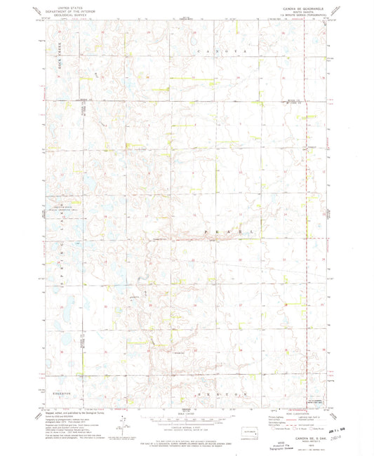 Classic USGS Canova SE South Dakota 7.5'x7.5' Topo Map Image