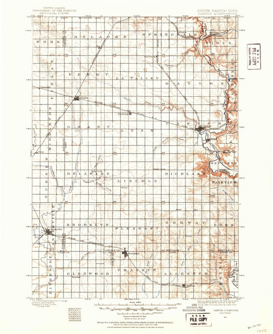 Historic 1897 Canton South Dakota 30'x30' Topo Map Image