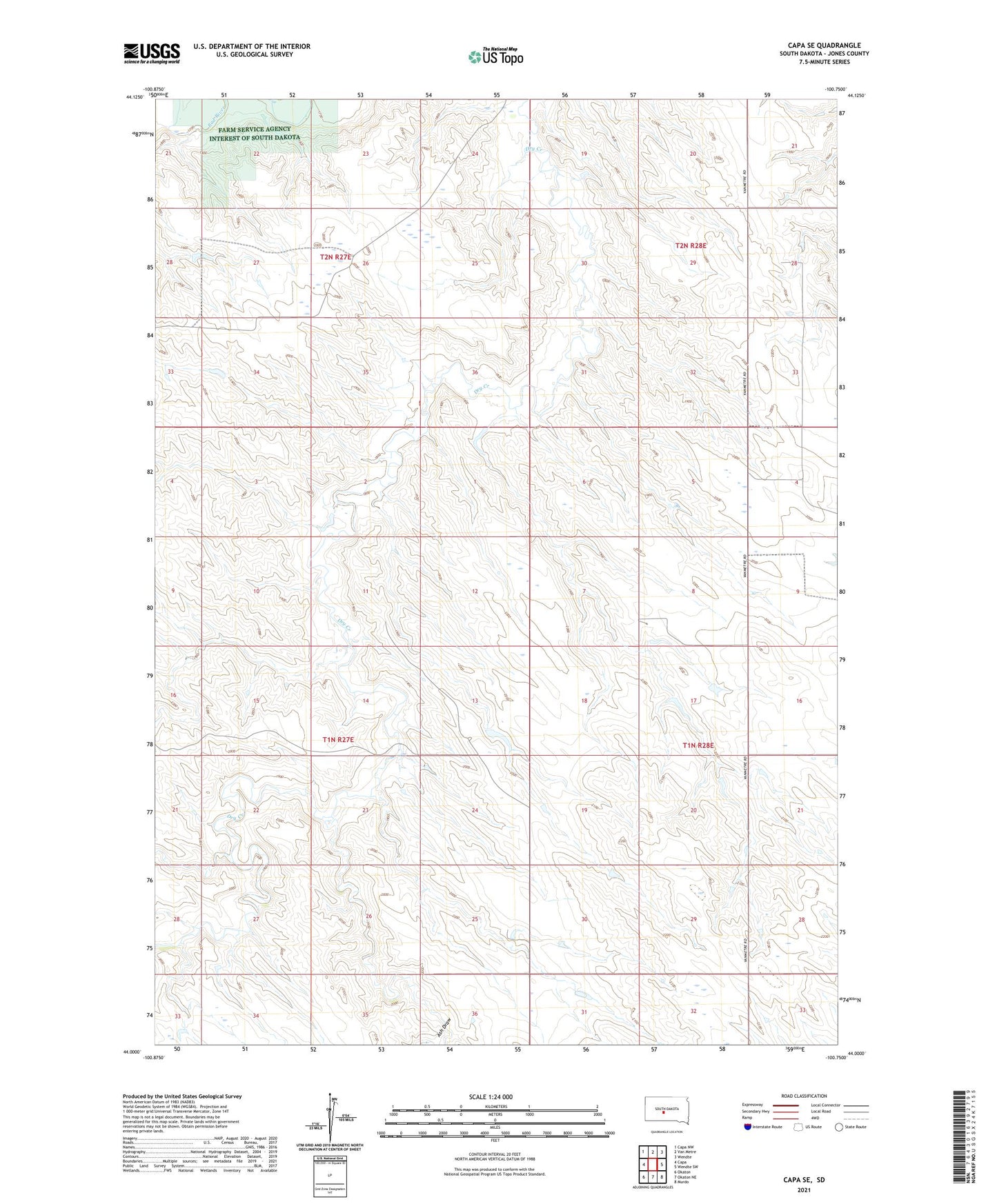 Capa SE South Dakota US Topo Map Image