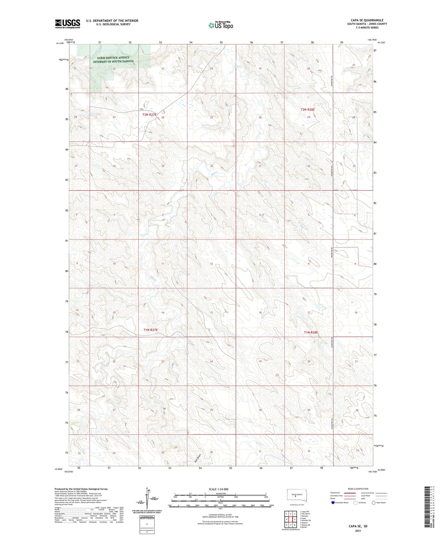 Capa SE South Dakota US Topo Map Image