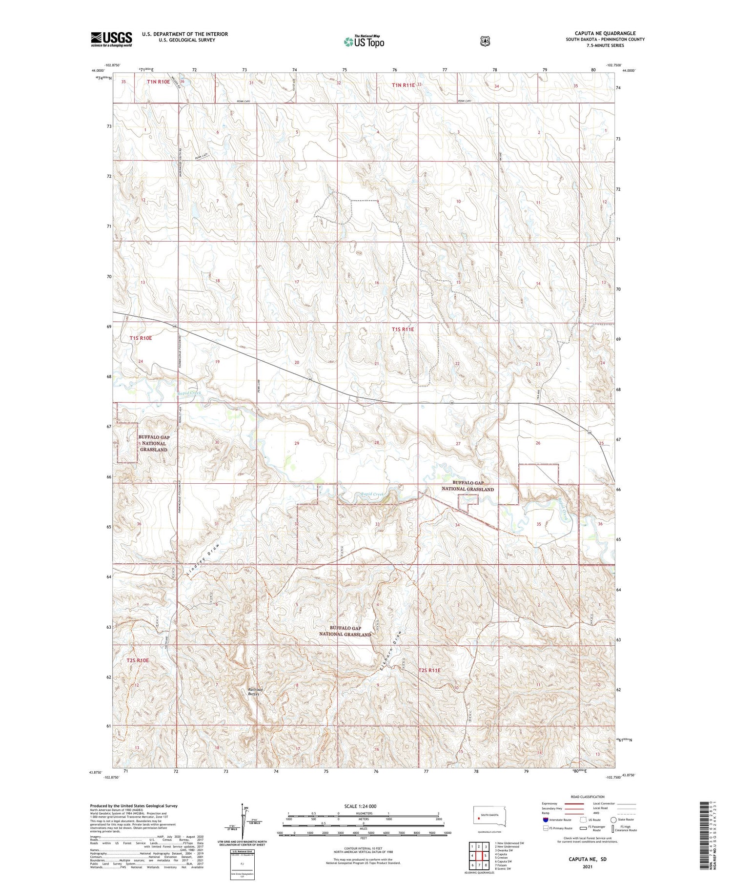 Caputa NE South Dakota US Topo Map Image