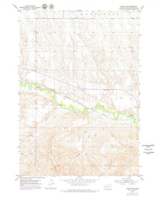 Classic USGS Caputa NE South Dakota 7.5'x7.5' Topo Map Image