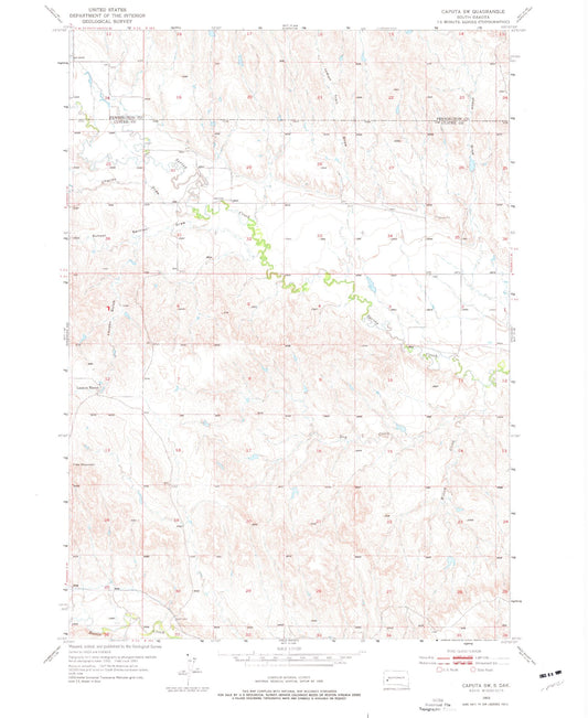 Classic USGS Caputa SW South Dakota 7.5'x7.5' Topo Map Image