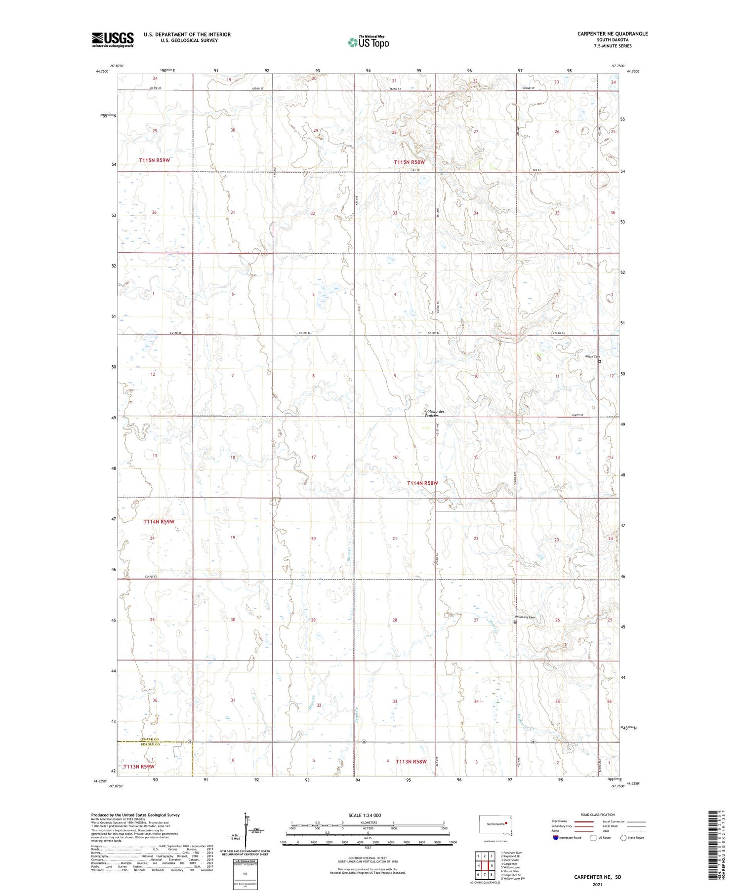 Carpenter NE South Dakota US Topo Map Image