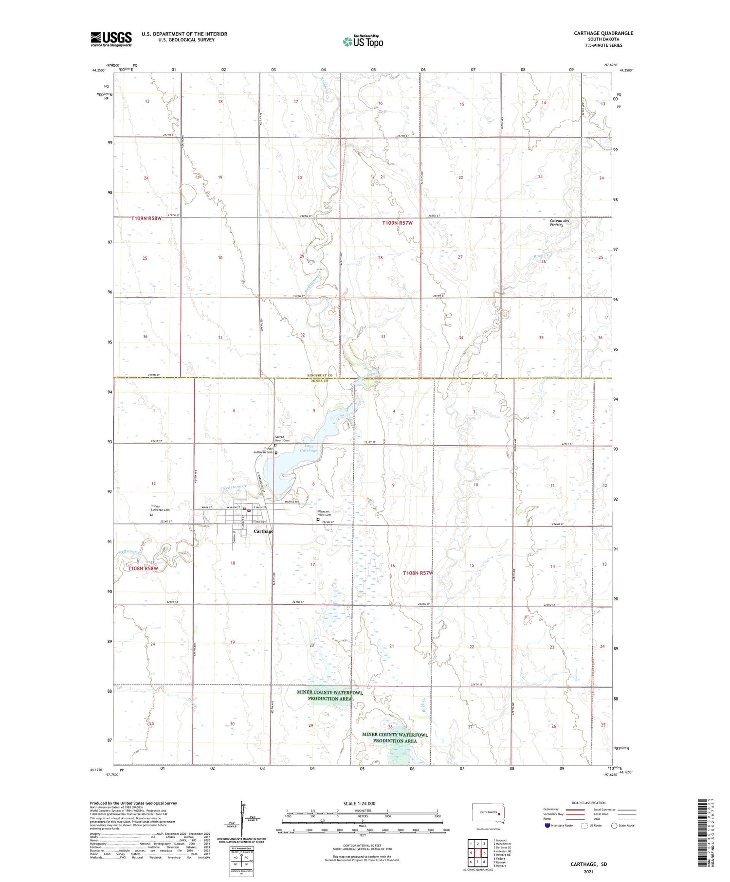 Carthage South Dakota US Topo Map Image