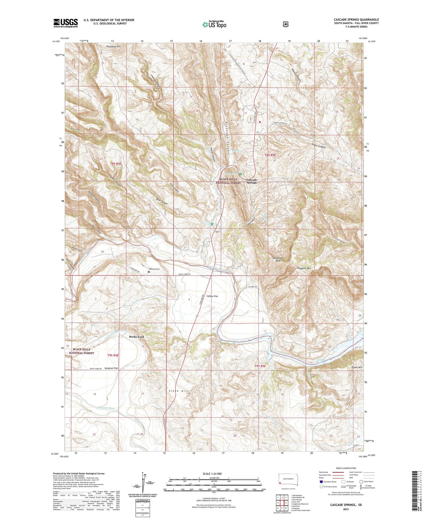 Cascade Springs South Dakota US Topo Map Image
