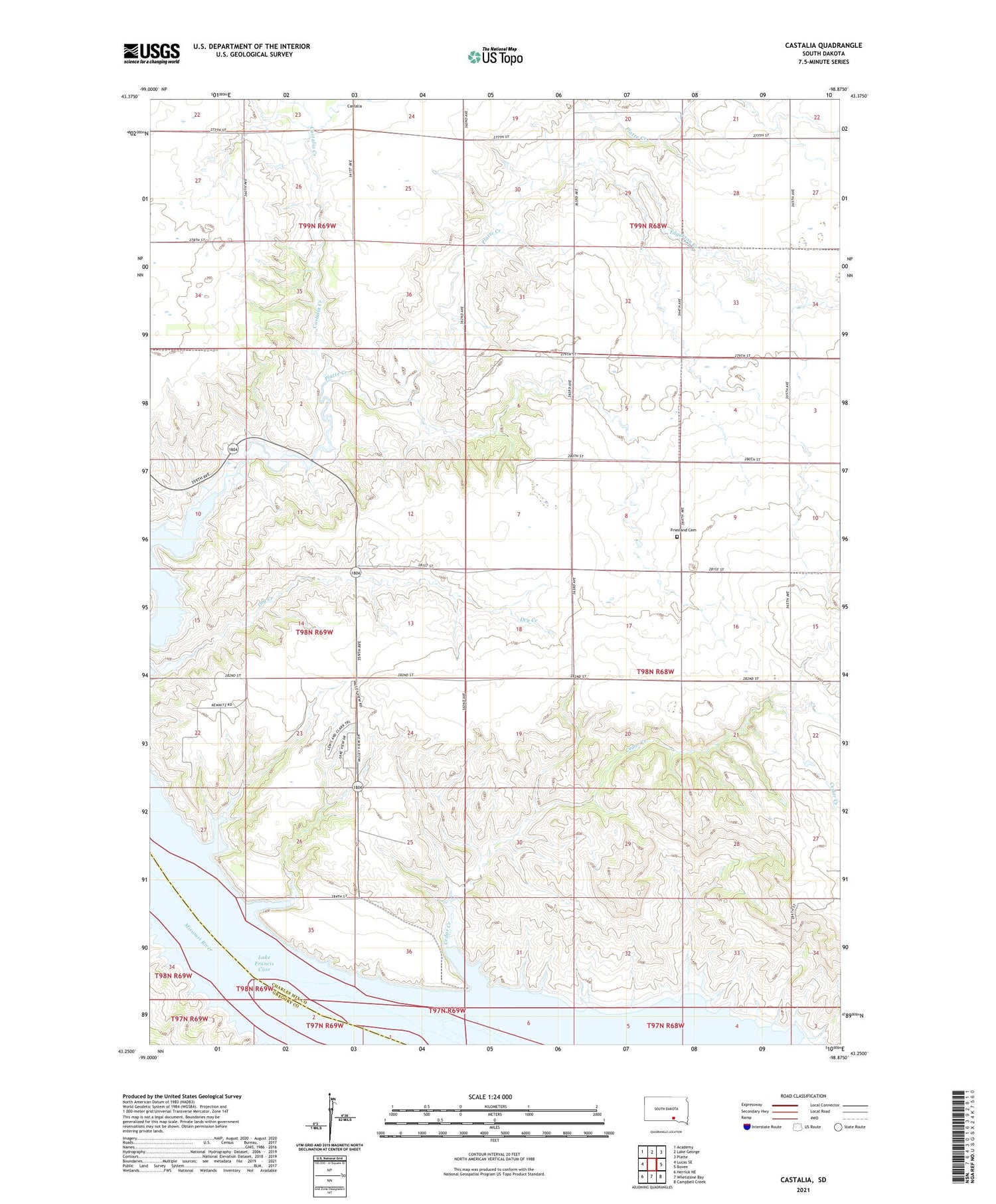 Castalia South Dakota US Topo Map Image