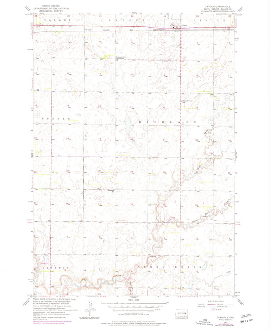 Classic USGS Cavour South Dakota 7.5'x7.5' Topo Map Image