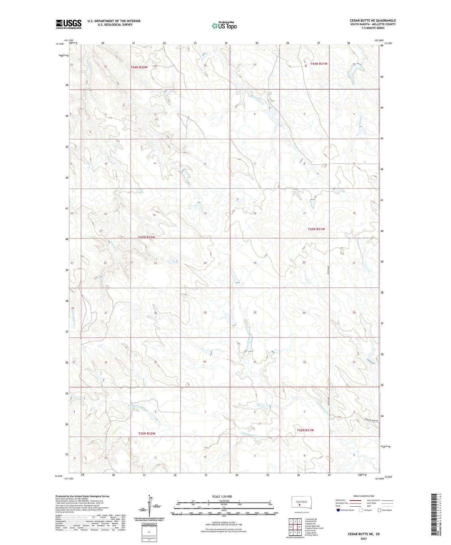 Cedar Butte NE South Dakota US Topo Map Image