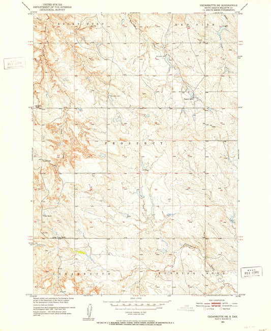 Classic USGS Cedar Butte NE South Dakota 7.5'x7.5' Topo Map Image