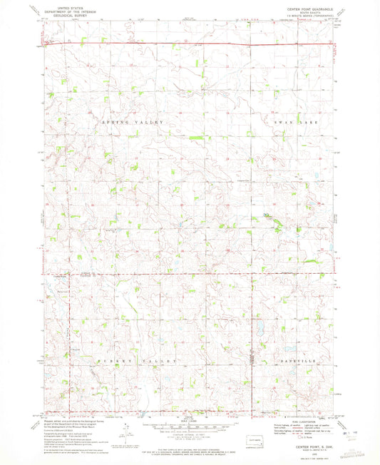 Classic USGS Center Point South Dakota 7.5'x7.5' Topo Map Image