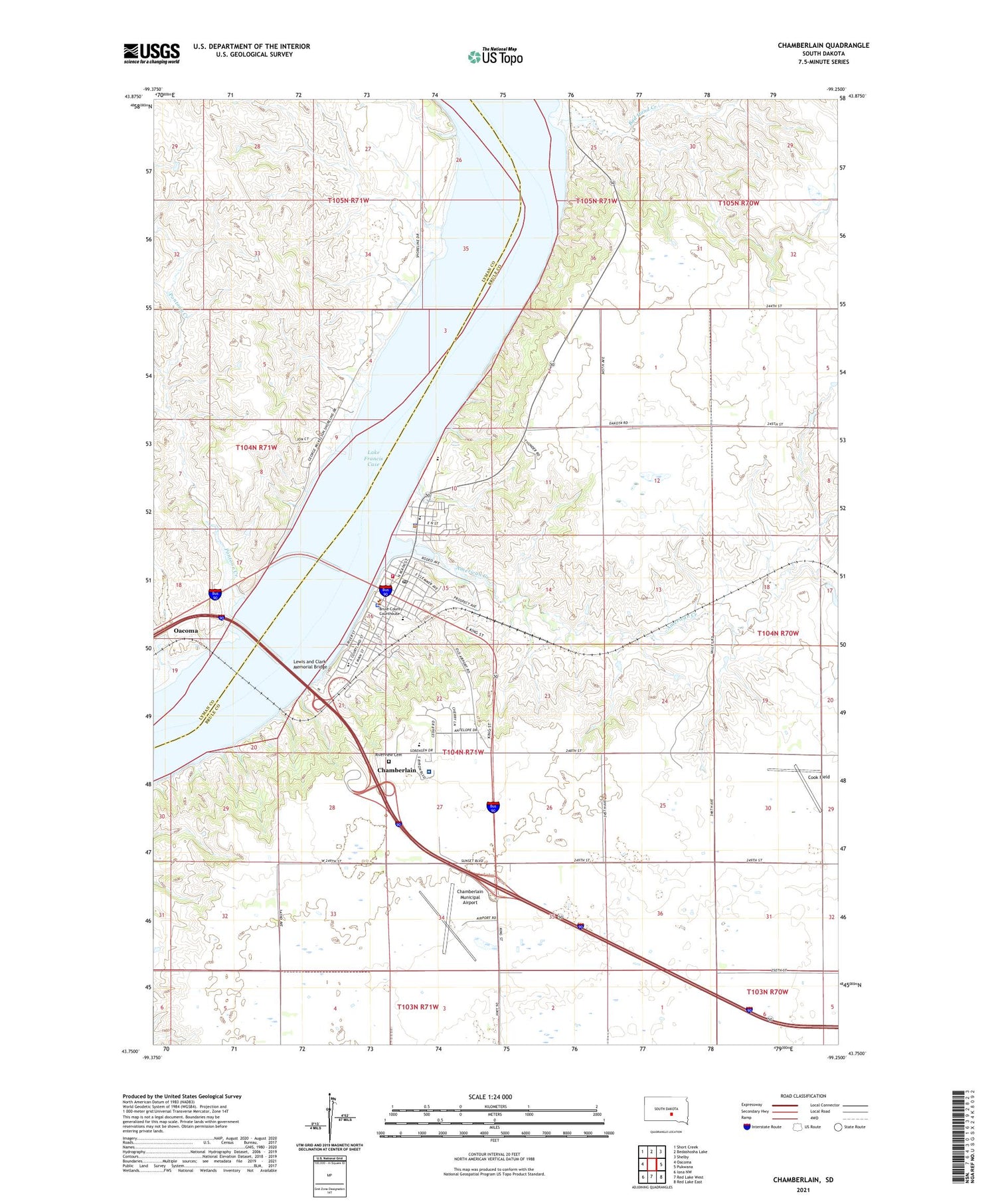 Chamberlain South Dakota US Topo Map Image