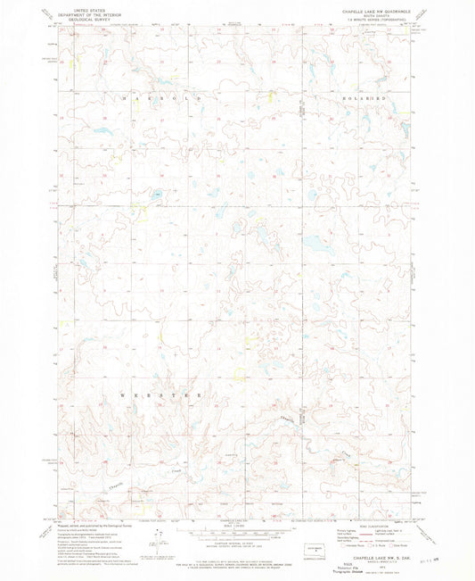 Classic USGS Chapelle Lake NW South Dakota 7.5'x7.5' Topo Map Image