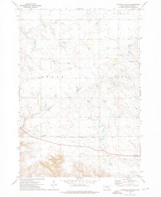 Classic USGS Chapelle Lake SE South Dakota 7.5'x7.5' Topo Map Image
