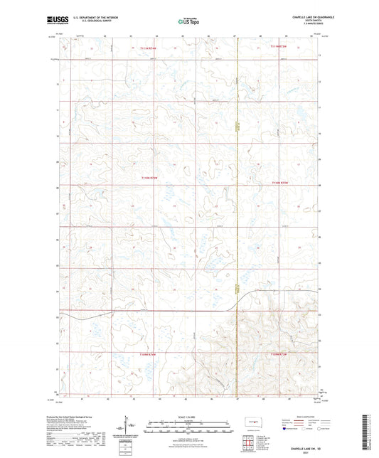 Chapelle Lake SW South Dakota US Topo Map Image