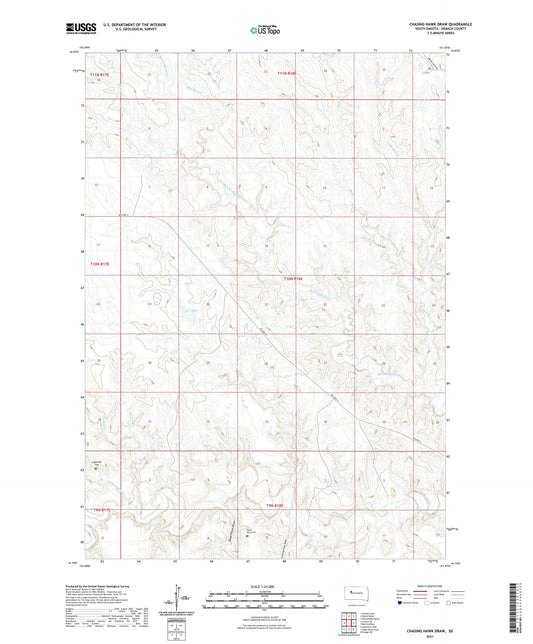 Chasing Hawk Draw South Dakota US Topo Map Image