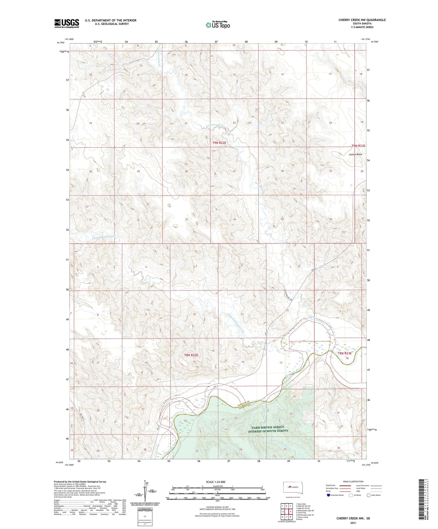 Cherry Creek NW South Dakota US Topo Map Image