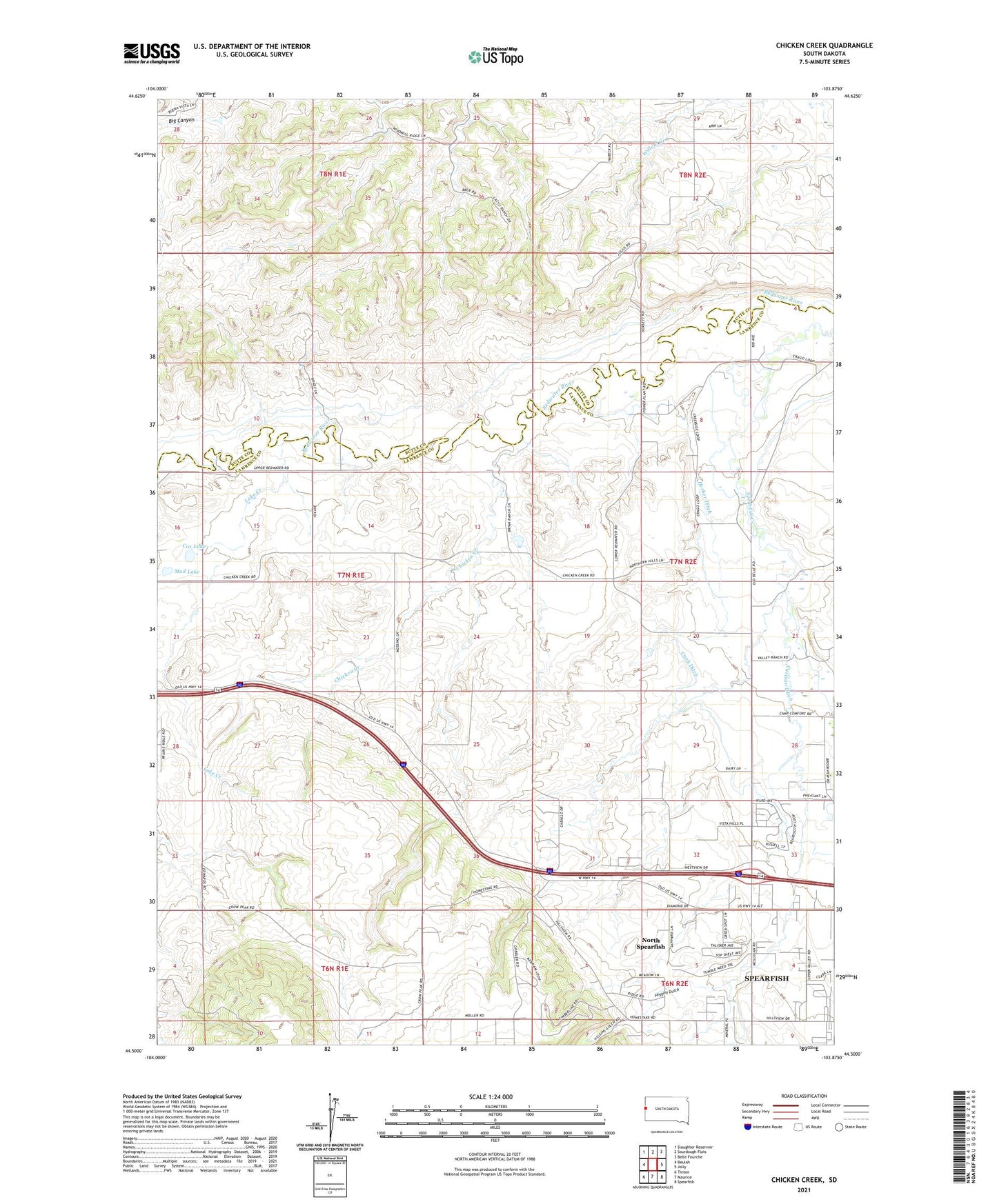 Chicken Creek South Dakota US Topo Map Image