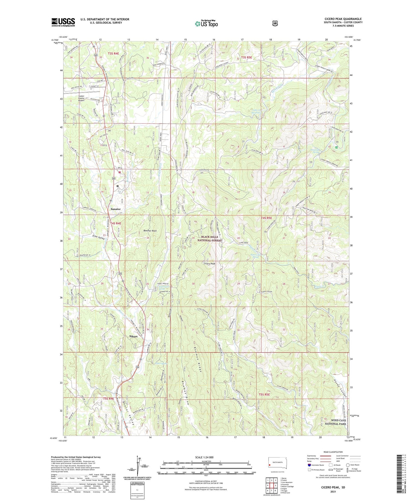 Cicero Peak South Dakota US Topo Map Image