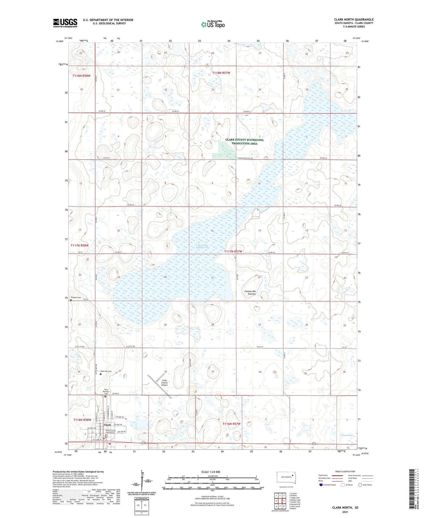 Clark North South Dakota US Topo Map Image
