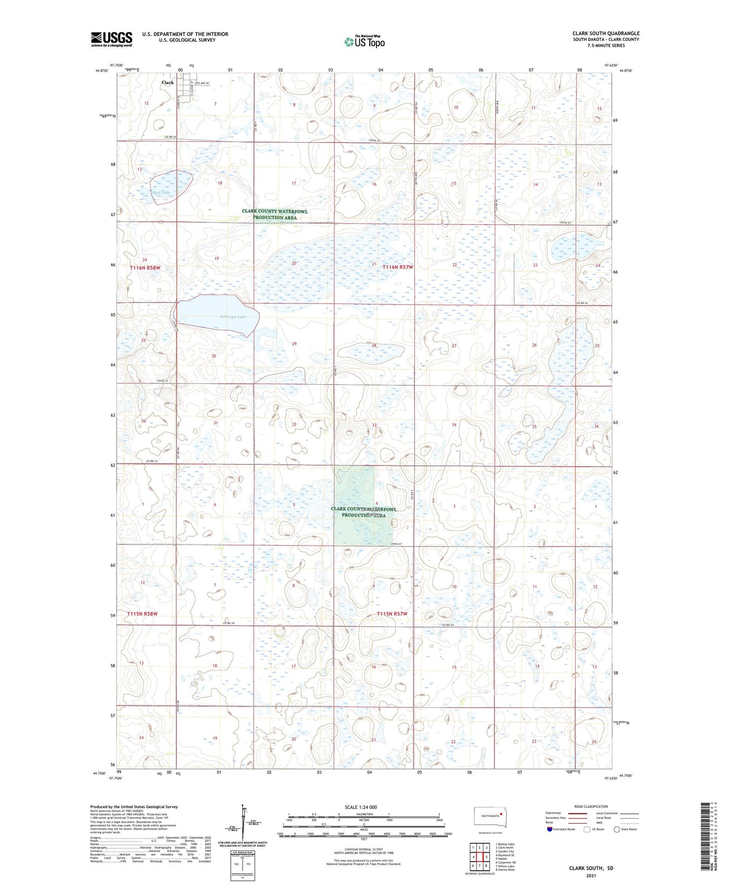 Clark South South Dakota US Topo Map Image