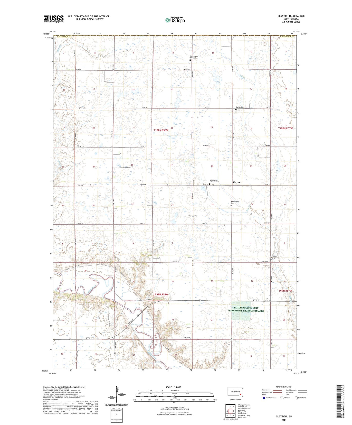 Clayton South Dakota US Topo Map Image