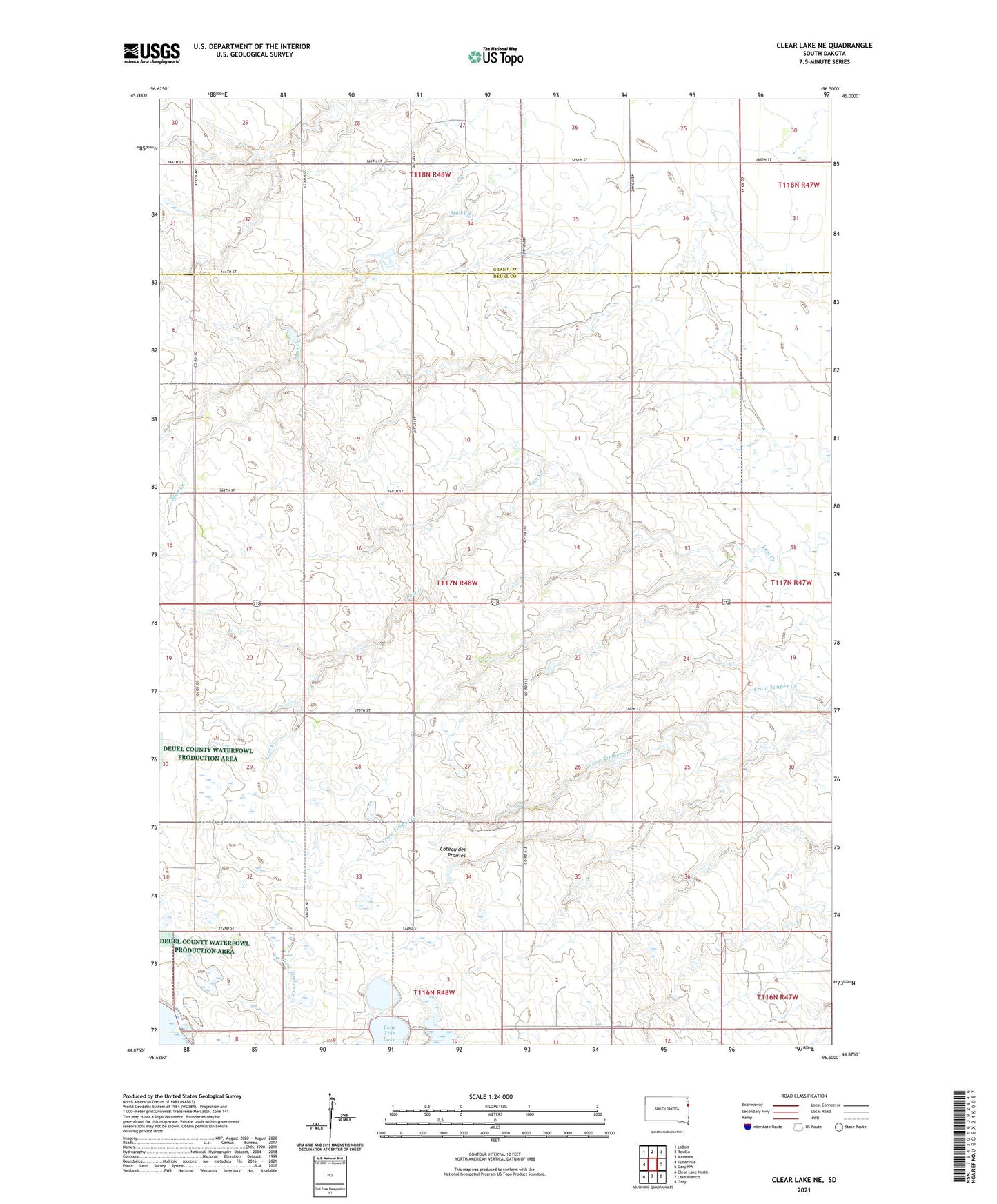 Clear Lake NE South Dakota US Topo Map Image