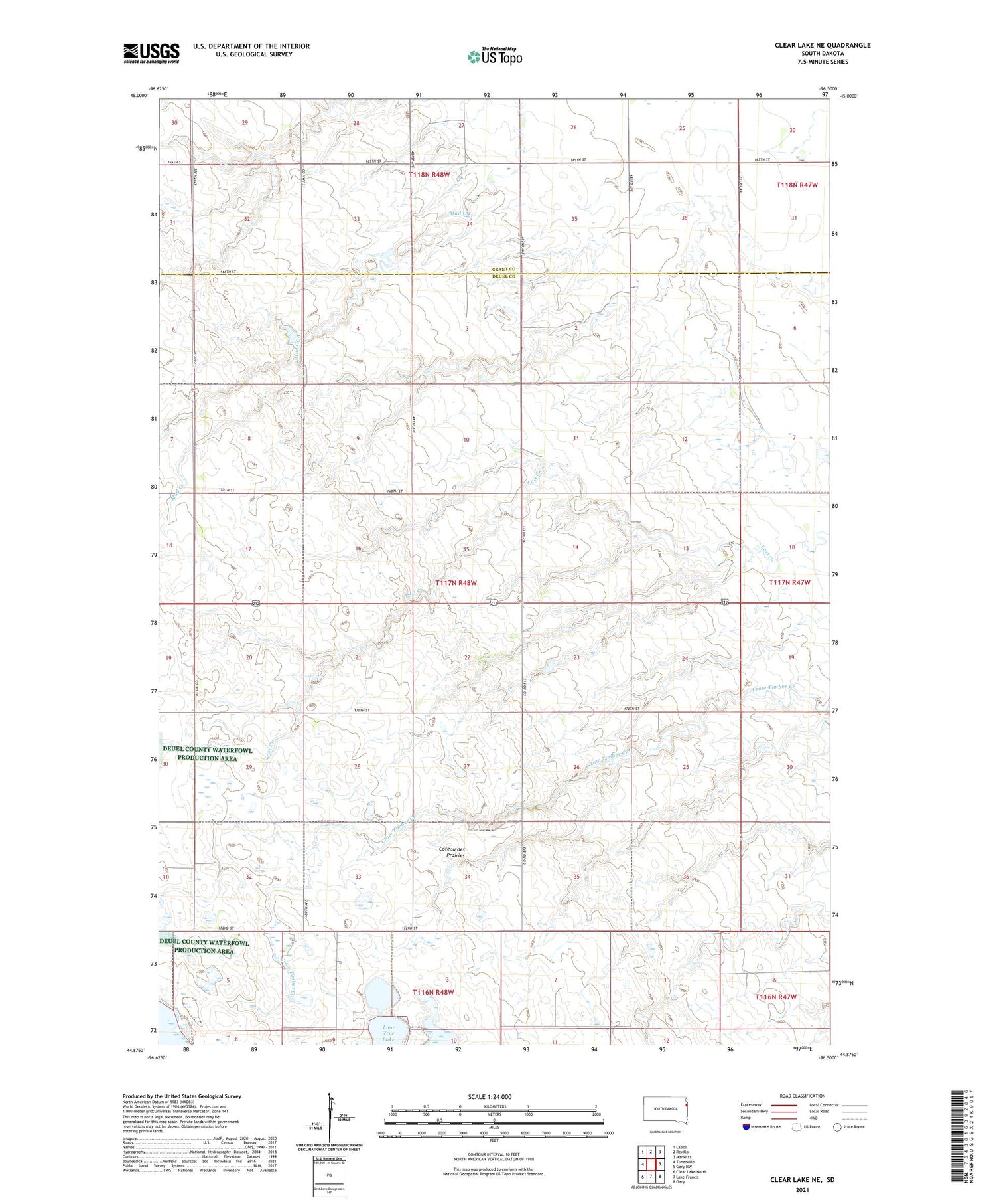Clear Lake NE South Dakota US Topo Map Image