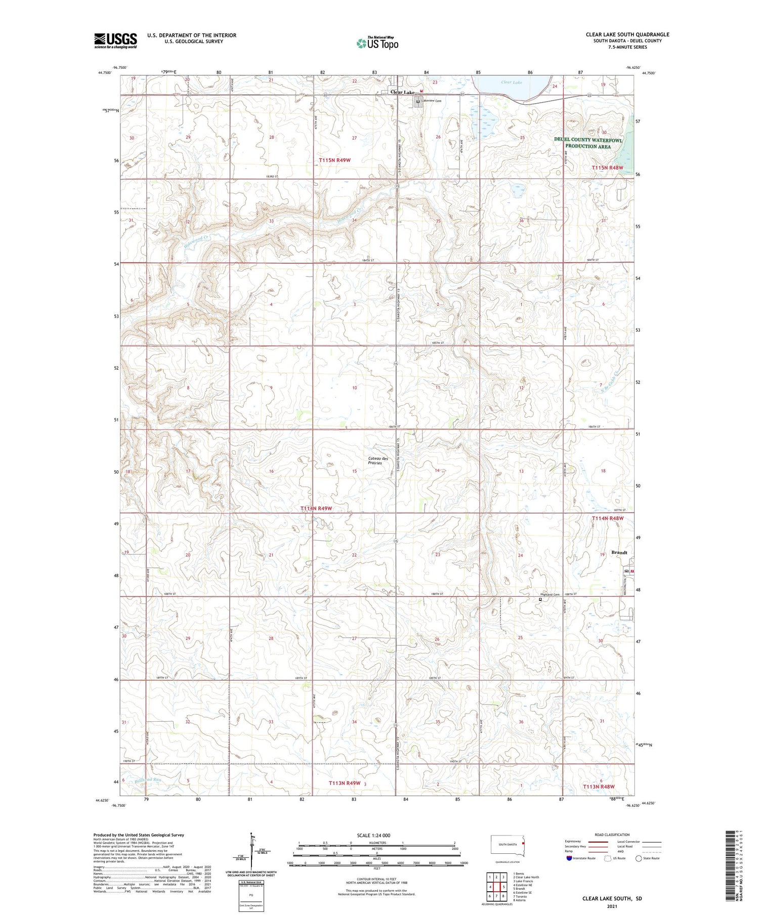 Clear Lake South South Dakota US Topo Map Image