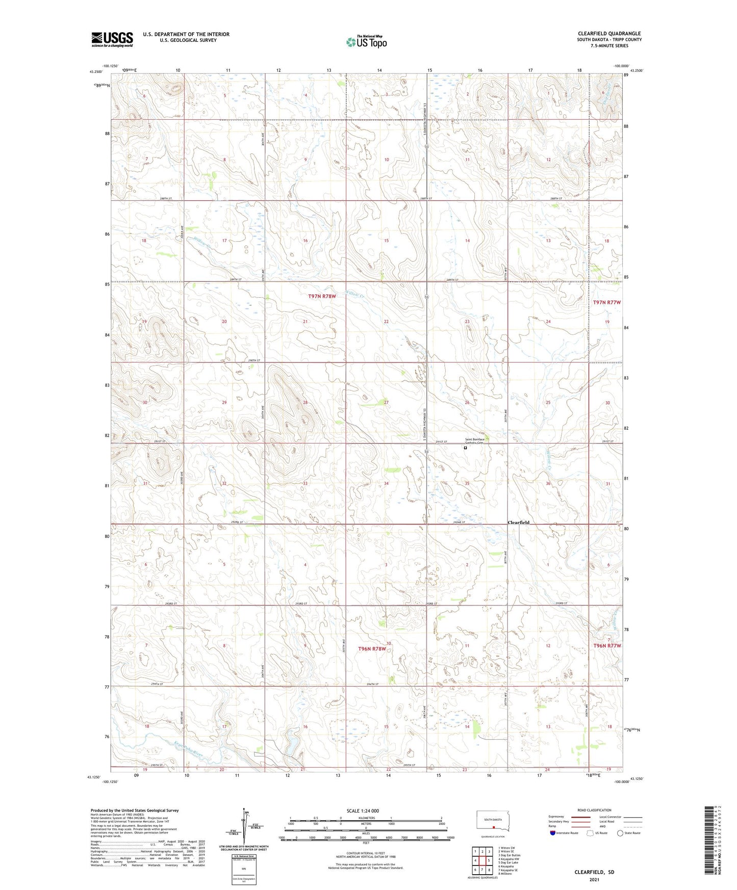 Clearfield South Dakota US Topo Map Image