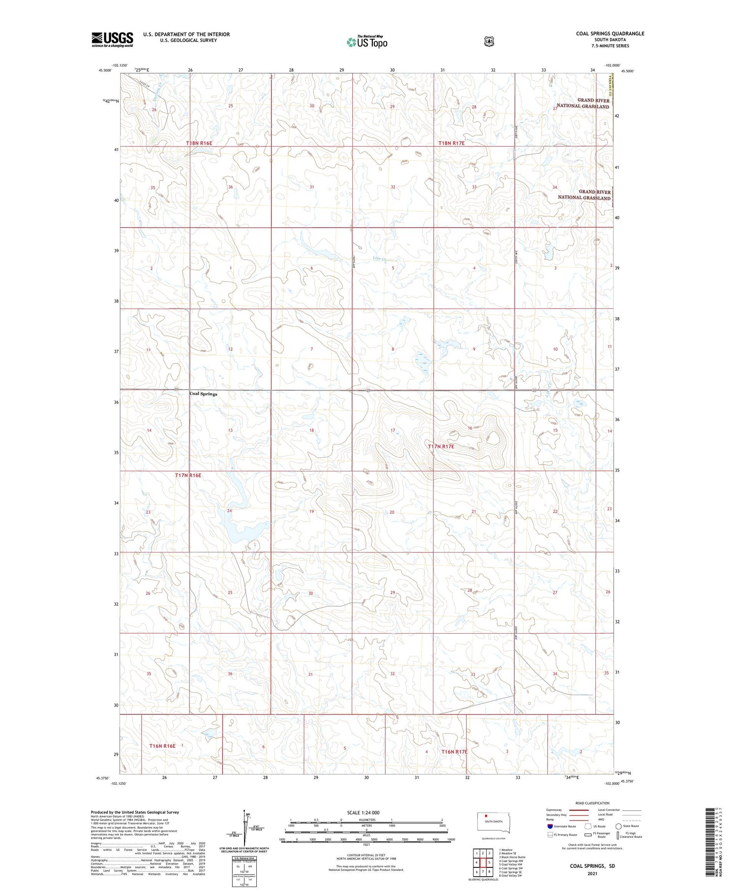 Coal Springs South Dakota US Topo Map Image