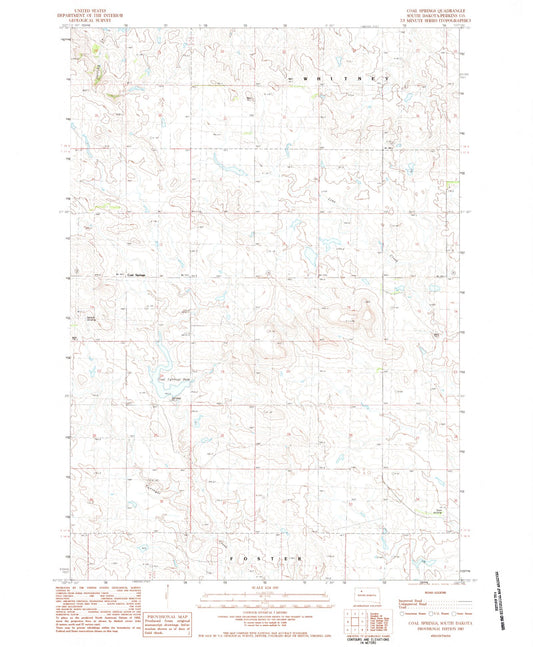 Classic USGS Coal Springs South Dakota 7.5'x7.5' Topo Map Image