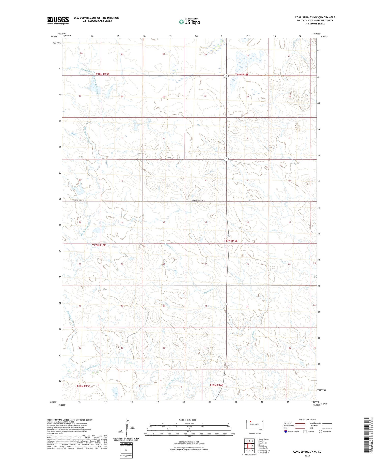 Coal Springs NW South Dakota US Topo Map Image
