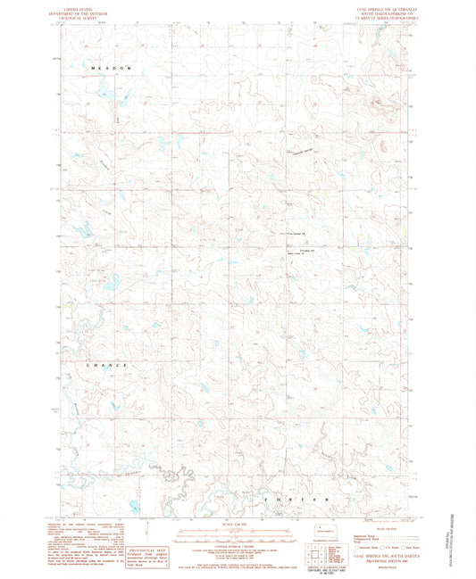 Classic USGS Coal Springs NW South Dakota 7.5'x7.5' Topo Map Image